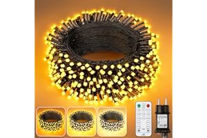 POSSILY Lichterkette Außen Lichterkette Weihnachtsbaum Innen - 3 Farben, Dimmbar Outdoor Warmweiß Led Lichterkette Strom mit Stecker Fernbedienung Timer IP65, Weihnachtsbeleuchtung Außen 20M 200LED für Party