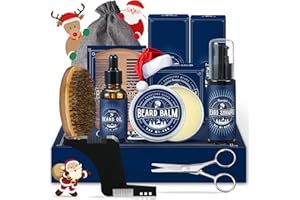 ‎BEESJUY Beesjuy Bartpflege Set Geschenke Männer, 11 in 1 Bartpflege Set für Männer, mit 60ML Bartshampoo, 30ML Bartöl, Bartbalsam, Bartkamm, Bartbürste,Bartschere,Bartschablonen, Geschenk für Ihn