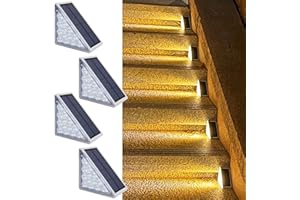 biogyn Luce Solare Esterno, Luci per Scale, Luci per Sentieri, Lampade Solare da Giardino con 13 PCS LED, IP68 di impermeabilizzazione, Ricarica Solare, Energia Solare… (4 PEZZI SCALA)