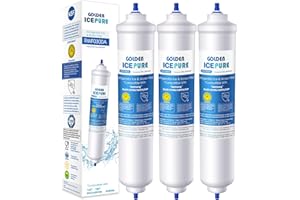 GOLDEN ICEPURE 3 Pacco Sostituzione Filtro Acqua Frigorifero per Samsung DA29-10105J, DA29-10105J HAFEX/Exp, DA99 02131B, WSF-100, EF9603, RS7677FHCSL, RS54HDRPBSR, RS7778FHCWW
