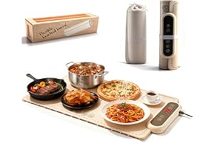 EXKEEN Große Warmhalteplatte Elektrisch, 2025 Neues Warmhaltebehälter Speisenwärmer,mit 9 Temperatureinstellungen und 6-Stunden-Timer,Faltbare Silikon Warmhalteplatte für Buffets Server (60 * 37.8)