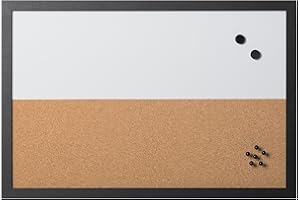 Bi-Office, Tableau Combiné, Tableau Blanc et Tableau d'Affichage Elements, Effaçage à Sec Magnétique/ Liège, Cadre en MDF Noir, 60x40cm