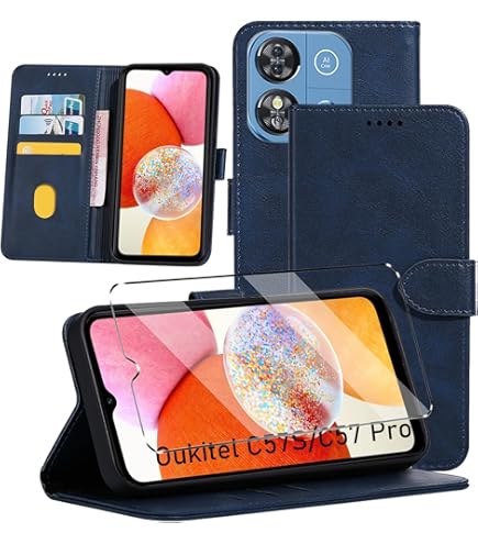 Hülle Mit Klappdeckel Für Oukitel C57S / C57 Pro – Inkl. Schutzfolie, Mit Kartenfächern & Standfunktion