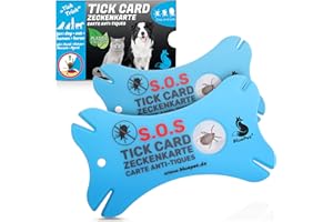 BluePet®, 2 Carte di ingrandimento per zecche con Lente d'Ingrandimento in Formato Carta di Credito, per la rimozione di zecche e ninfinfia, per Uomini e Animali (2X zecche Carta)