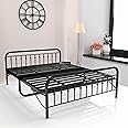 Honey Touch® Queen Bed | Folding Bed No Assembly Required | Powder Coated (Black,5ft x 6.25ft,with Headboard,Metal)