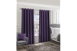 Emma Barclay – Blackout Curtains for Bedroom Living Room Thermal Insulated Woven Eyelet Blackout Curtains Cali Collection (66” x 90” Inch)(Amethyst)