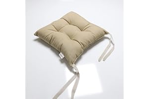Tropik Home Colourful Seat Pads, Garden Kitchen Dining Chair Cushions Tie On (Pale Brown)