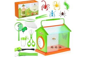 Lets Joy Kit Exploration Enfant, 15 Pièces Jouets Explorateur Extérieur Enfant Kit, Boîte D'observation des Insectes, Boîte loupe à Insecte, Jeux en Plein Kit Exploration Enfant Cadeaux