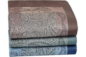 HOULIFE 3/6 Stücke Herren 100% Baumwolle Weich Stoff Taschentücher Einstecktuch mit Jacquard-Muster, 16.73x16.73’’/42.5x42.5cm