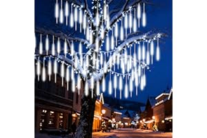DOXTREME Guirlande Lumineuse de Pluie de Météores Extérieur, 960LED 50cm 20 Tubes Lumineuses de Noël Exterieur Décoration, IP65 Étanche Météore Pluie Guirlandes Arbre Mariage Intérieur Fête Jardin(Blanc Froid)