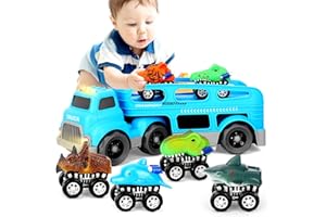 kramow Dinosaurio del Juguete Camión de Transporte,6 Dinosaurio Animal Figuras Coche,Juguetes Niños 3-8 Años,Educativo Juguete