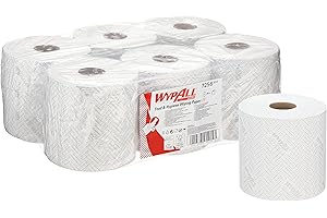 WypAll L10 Food & Hygiene Wiping Paper 7256-1 Ply White Cleaning Wipes - 6 Centrefeed Rolls x 800 Paper Wipes (4,800 total)