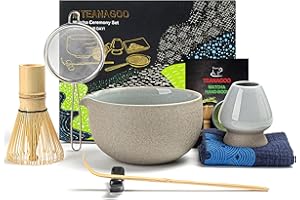 ‎TEANAGOO TEANAGOO Matcha Set | Matcha Tee Set | Matcha Schale | Matcha Besen set | Matcha kit | Matcha Schüssel mit Ausgießer Bambus Matcha Whisk-7 Stück Matcha Starter Sets,N2, Dunkleres Grau
