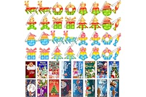 HOUT 32 Stück Weihnachten Pop Fidget Schlüsselbund Spielzeug: Mitgebsel Kindergeburtstag Kleines Geschenk für Kinder with 32 Weihnachtskarte - Christbaumschmuck Poppet Bubble Stress Reliever Toys