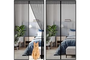 Axingqiwu Mosquitera Puerta Magnetica, Cortinas Antimoscas Puerta Exterior con Iman, Mosquiteras para Ventanas no Requiere Perforación, Cortinas Antimosquitos para Puertas Exteriores (100x210cm)