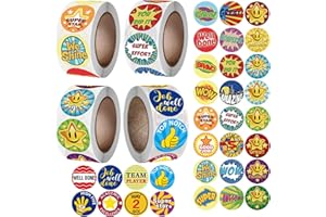 2000PCS Reward Stickers for Children,LdawyDE 4 Roll Personalised Teacher Stickers 32 Style Motivational Well Done Stickers for Children Students Kids Students Primary School Teacher Supplies