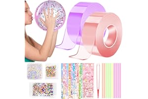 Leeelyan Bubble Tape DIY 28 Stück, Traceless Adhesive Tape zur Herstellung von Blasen, mit Perlen, Glitzerpailletten und Strohhalme, Blowing Bubble Tape, Bubble DIY Craft Kit (Pink purple)