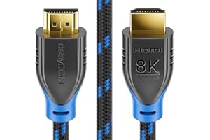 deleyCON 0,5m 8K HDMI 2.1 Krótki Kabel (48G, ULTRA Highspeed) 8K@60Hz 4K@120Hz 2K@144Hz/165Hz EARC HDCP 2.3/2.2 - Kompatybilny z DTS:X Dynamiczny HDR Dolby Atmos TV PS5 Xbox Soundbar Monitor - Czarny