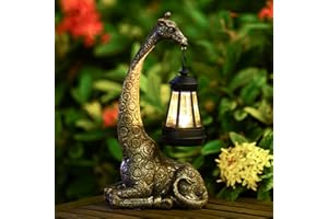 Goodeco Giraffe with Solar Lanterns - 28cm Giraffe Ornament Outdoor Statues Figurines with Solar Powered LED Lights for Garden/Yard Decor,Gift idea,giraffe gifts for women