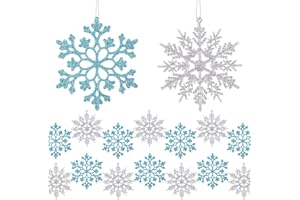 MELLIEX 24 Piezas Adorno Colgante de Copos de Nieve, Adornos de Navidad Copo de Nieve con Brillo Árbol De Navidad Ornamentos de Navidad para Decoración de Fiesta de Navidad