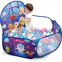 Piscina De Bolas Plegable Con Aro De Baloncesto - Parque Infantil De 120x120x75 Cm
