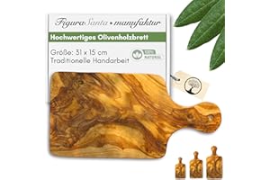 Figura Santa Planche en Bois d'olivier Planche À DÉCOUPER - Planche en Bois Planche à Petit-déjeuner Planche Vesper Planche à Service en Bois d'olivier, Bois à Grain Fin, Taille avec poignée 31x15cm