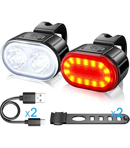 Kit Luci Bici USB Ricaricabile 1000 Lumen - Fanale Anteriore E Posteriore IP65 Impermeabile Per Ciclismo Notturno - Foto 1