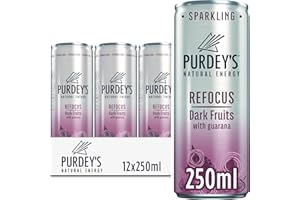 Purdey's Natural Energy Refocus Dark Fruits with Guarana, 250 ml (Pack of 12)