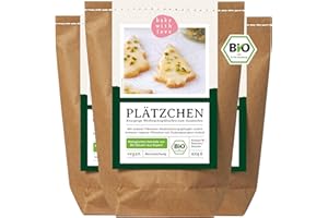 BAKE WITH LOVE Plätzchen Bio Backmischung | Weihnachtsplätzchen Kekse mit Zuckerguss zum Ausstechen | veganes Weihnachtsgebäck (3er Pack)