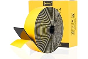fowong Bande Isolante Autocollante en mousse caoutchouc Bande d'étanchéité 50mm de large x 3mm d'épaisseur x 5 m de long Joint antichoc contre aux courants d’air pour fenêtre porte -Noir
