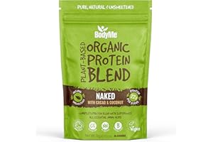 BodyMe Mezcla de Proteina Vegana Organica en Polvo | Crudo Cacao Coco | 1kg | Sin Edulcorante | Baja Carb | Sin Gluten | 3 Proteinas Veganas | 21g Proteina Vegetal Completa | Aminoacidos Esenciales