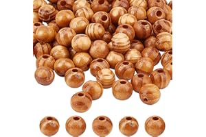 OLYCRAFT OLYCRAF 120 cuentas de madera natural BurlyWood cuentas redondas de madera sueltas de 10 mm de diámetro, 2~3.5mm, agujero de madera, cuentas de macramé, cuentas espaciadoras sueltas para macramé