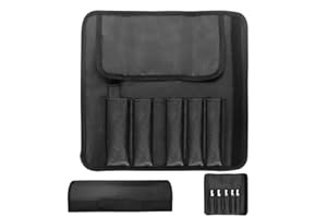 mongtsamz Bolsa para Cuchillos de Chef, Portátil Bolsa para Cuchillos con 7 Compartimentos Impermeable Bolsa Enrollable para Cuchillo y Utensilios de Cocina, 1 Pieza, Negro