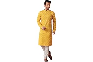 Elina fashion Ethnisches Herren-Pyjama-Set aus Baumwolle, bedruckt, Kurta, lässig, Party, Kurta, indische traditionelle Kleidung für Männer