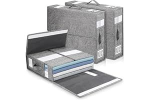 FIABGUM Boite Rangement Drap de Lit, 3 Pièces Sac de Rangement Vetement, Organisateur de Drap Pliable, Dans les Armoires Pouvant être Rangée Sous Lit, Organisateur Placard Vetement avec étiquette & Poignée