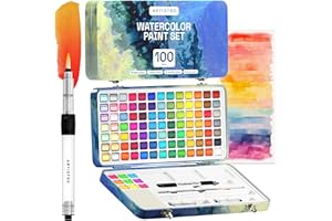 Artistro Perfect Travel Watercolor Paint Set, 100 Vivid Colors in Portable Box, Including Metallic, Fluorescent, Pastel Colors. for Artsits, Amateur, Hobbyists and Painting Lovers