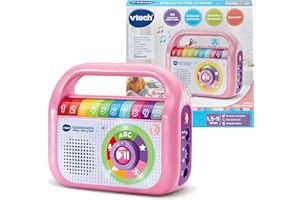 VTech-Baby Reproductor Musical Graba Canta y Baila Rosa, Radio Infantil con Bluetooth, Grabadora, Juguete para niños +1.5 años, Versión en Español