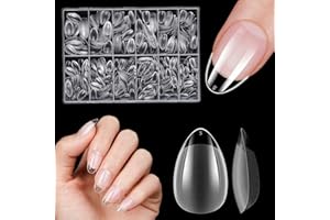 Venares 500 sztuk tipsów z migdałów, do paznokci żelowych, 12 rozmiarów, tipsy migdałowe, miękkie żelowe wyciskanie paznokci, krótkie XXS z pudełkiem