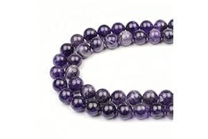 MJDCB 8mm 43 pièces Améthyste Bicolore Perle Pierre Naturelle Ronde en Vrac Perles Semi Precieuse pour Fabrication de Bijoux de Bracelets et de Colliers