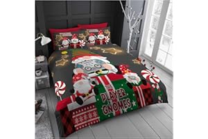 GC GAVENO CAVAILIA Xmas Duvet Cover - Festive Christmas Double Bedding Set with Pillowcases - Soft Hypoallergenic Polyester Gnomes Quilt Cover Bed Set (200x200 cm) - Easy Care Winter Bed Linen