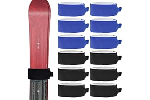 YUMSUR 12pcs Adjustable Ski Straps Fasteners,Protective Ski Ties, EVA Ski Board Wraps,Ski Bands for Storage Gear Organizer Christmas Winter Gift Outdoor Ski Accessories