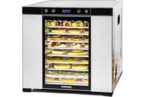 ROMMELSBACHER Deshidratador DA 1000, superficie de secado XXL de 1,6 m², incluye 10 bandejas de deshidratación de acero inoxidable, 2 deshidratadores, 2 esteras, pantalla LED, temporizador de 24