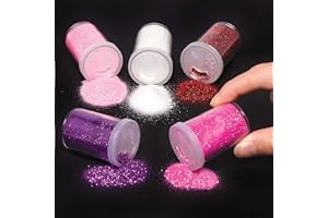 Baker Ross Barattoli glitter rossi, rosa e viola (confezione da 5) - Decorazioni creative per bambini a tema San Valentino