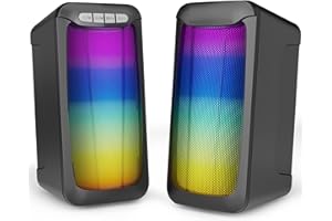 SMALODY Computer Speakers, Stereo 2.0 USB Powered 3.5mm Aux-in & Bluetooth Speakers, with Dynamic Full RGB Light Up, fo PC Laptop Desktop Gaming