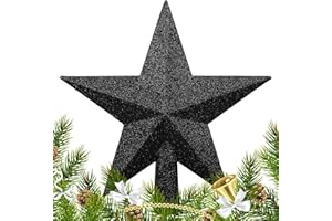 SULOLI Weihnachtsbaumspitze,Christbaumspitze Stern,Glänzender Weihnachtsstern,Tannenbaumspitze Für Weihnachtsbaumschmuck Ornament Party Dekoration(Schwarz)