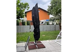 GRUENERDE Wasserdichte Reißfeste Schutzhülle für Gartenschirm Wetterfeste Staubdichte Sonnenschirm Schutzhülle bis Ø 4m Robust 600D Polyster 265cm