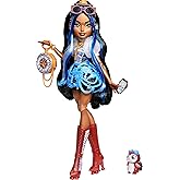 Monster High Mavi bluzu ve siyah şortuyla Monster High Robecca Steam bebek, evcil penguen Kaptan Penny ve u&ccedil;uş g&ouml;zl&uuml;ğ&uuml; ile &ccedil;a