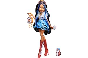 Monster High Robecca Steam docka | Robot i blå blus och svarta shorts med pingvinen Captain Penny och 7 tillbehör som flyggla