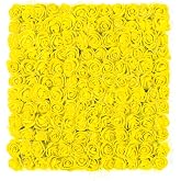 Pack of 144 Art Flowers for Crafts Small Artificial Flowers Mini Fake Roses Flowers for Wedding Bridal Hair Clips Headbands Decoration Accessories Making DIY 2.5 cm Flower Heads Yellow