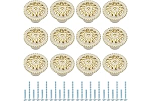 ATOPO 12 Pièces Boutons de Tiroir Ronds, Poignée Cuisine avec 2 Vis de Taille pour Meubles, Armoire, Commode, Parfait pour Porte, Bureau, Chambre, Placard (Blanc)